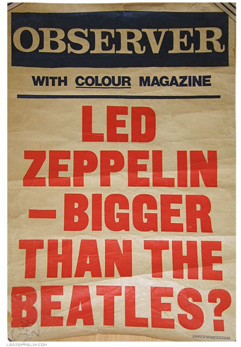 Observer Uk Newspaper Sign Led Zeppelin