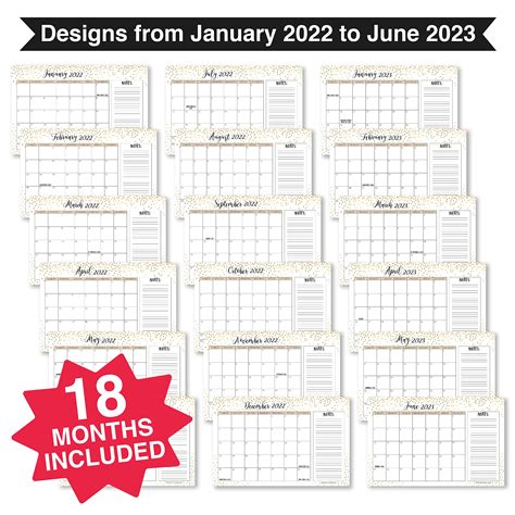 Large Desk Calendar 2022 2023 Gold Dots Desk Calendars 2022 Academic