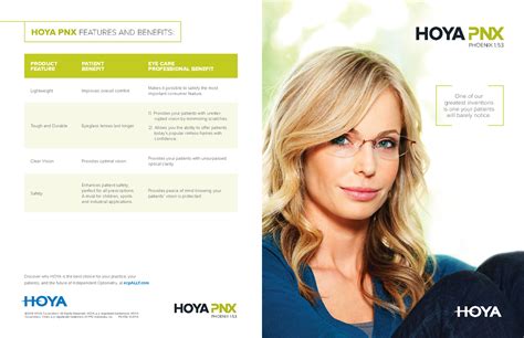 Hoya Phoenix Sales Aid Hoya Pnx Features And Benefits