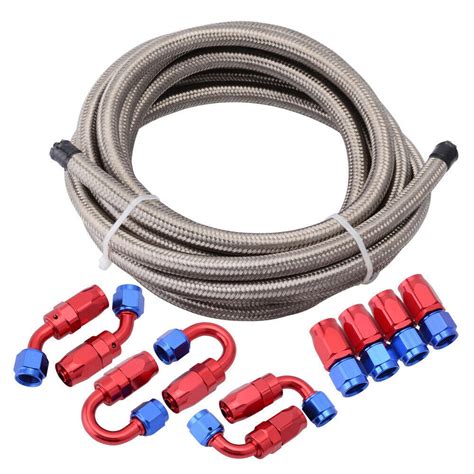 AN6 Stainless Steel Braided Fuel Line Fitting Hose End Adaptor Kit