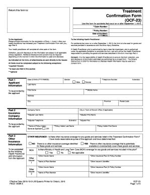 Fillable Online Fsco Gov On Treatment Confirmation Form Ocf Fax