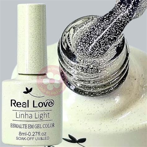 Esmalte Em Gel Transparente - Esmalte em gel transparente com glitter Cristal Refletivo Real Love ...