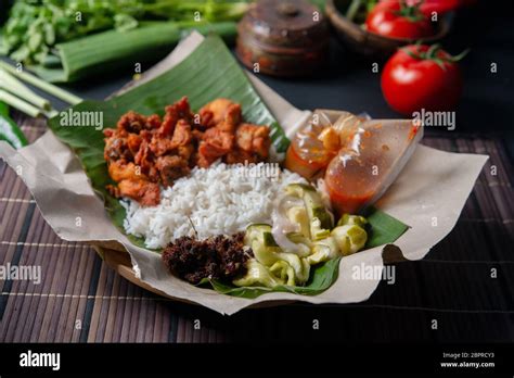 Nasi Kukus Ayam Berempah Popular Traditional Malay Local Food Stock