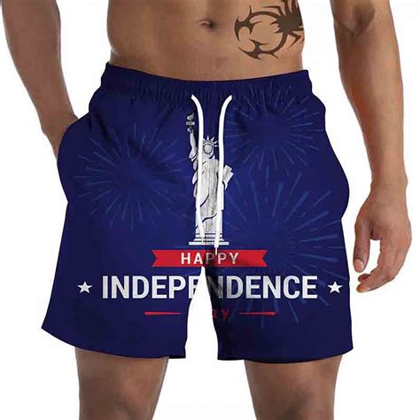 Pzocapte July Fourth Swimming Shorts For Men Summer Swim Trunks Men