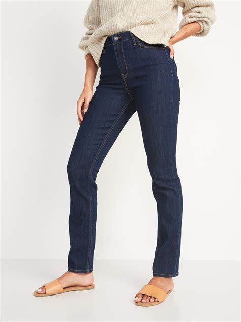 High Waisted Dark Wash Straight Leg Jeans For Women Old Navy