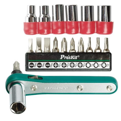 Proskit 1PK 202B 17 Pcs Offset Ratchet Socket Driver Set Inch Size