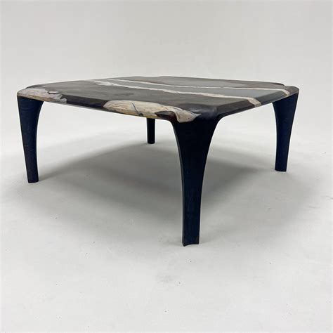 Black Gumwood Epoxy Resin Solid Wood Coffee Table - Modern Epoxy Coffee