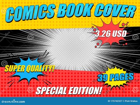 Comics Book Cover Horizontal Template Stock Vector Illustration Of