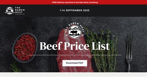 The Ranch Meat Price List Beef