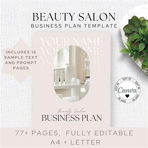 Beauty Salon Business Plan Template Canva Template Editable Etsy