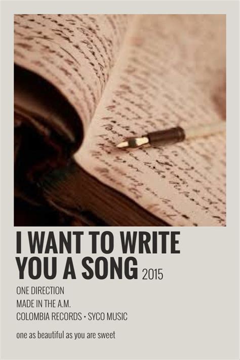 I Want To Write You A Song 1d Poster Music Poster Design One