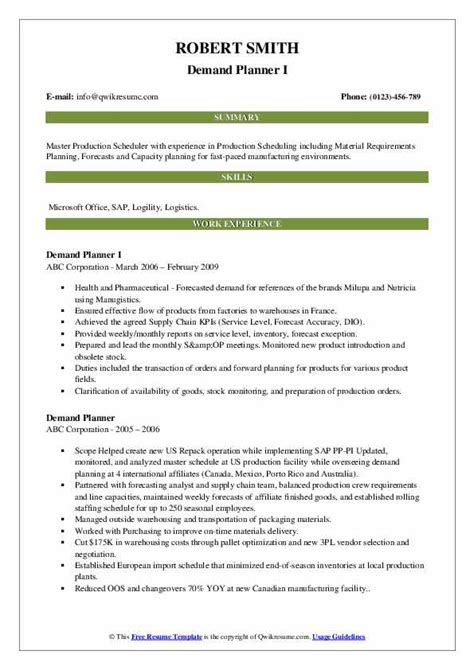 Demand Planner Resume Samples Qwikresume