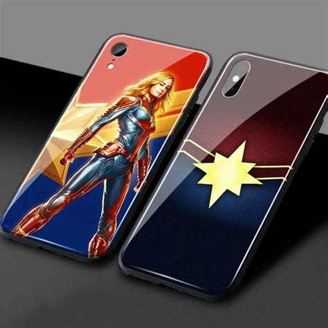 Captain Marvel Super Hero Coque Tempered Glass Phone Case Soft Silicone