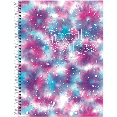 Caderno Espiral Capa Dura Universitário 10 Matérias Good Vibes 160