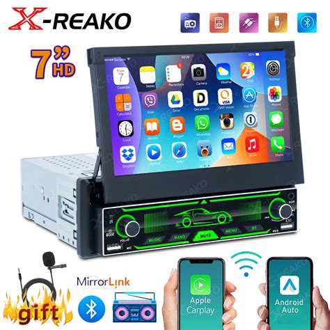 X Reako Din Car Radio Carplay Android Auto Hd Retractable Screen