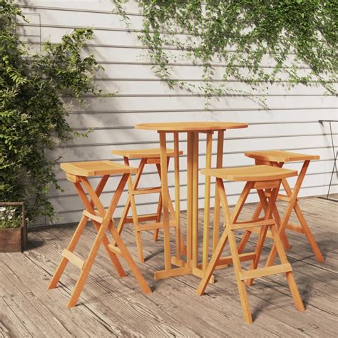 5 Tlg Bar Set Klappbar Massivholz Teak Weddig