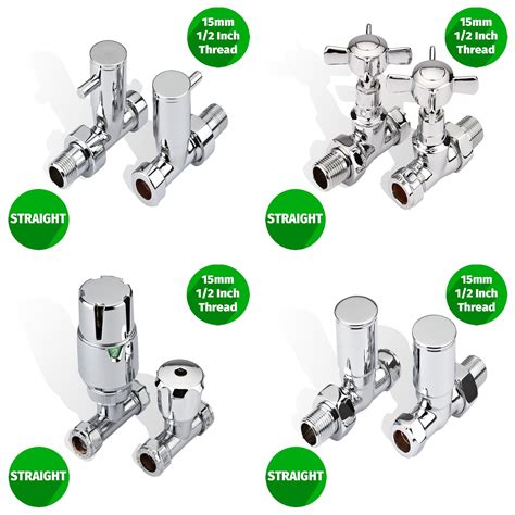 Angled Straight Designer Radiator Towel Rail Valves Thermostatic 15mm