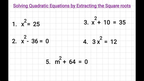 Solving Quadratic Equation By Extracting The Square Roots Youtube