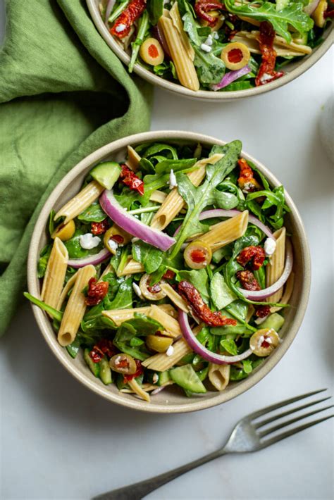 Easy Mediterranean Pasta Salad 8 Ingredients And Bursting With Flavor The Plant Collective