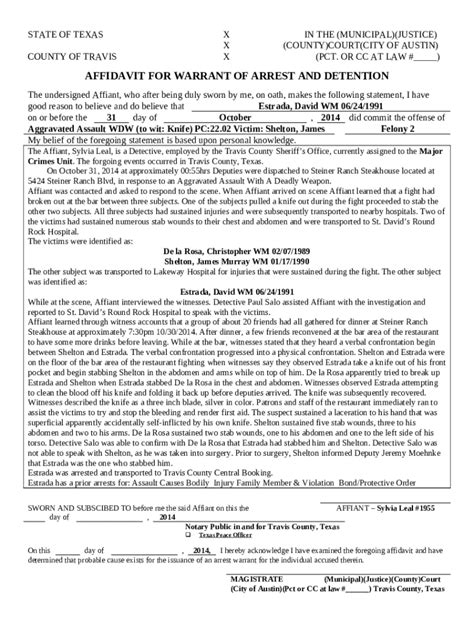 Affidavit For Probable Cause For Default In Doc Template Pdffiller