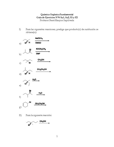 Gu A Sustituci N Nucleof Lica Y Eliminaci N Qu Mica Org Nica