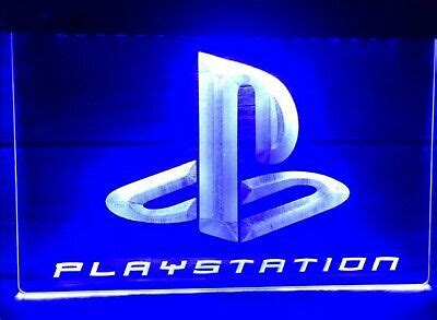 PlayStation Logo Blue Neon LED Light Sign PS1 PS2 PS3 PS4 Game Room USB ...