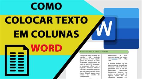 Como Colocar Texto Em Colunas No WORD 2019 YouTube