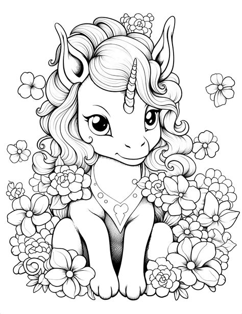 Premium AI Image | A drawing of a unicorn with flowers in the background