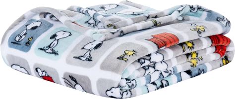 Berkshire Blanket Peanuts® Velvetloft® Cute Character Snoopy Plush Blanket Woof Blue