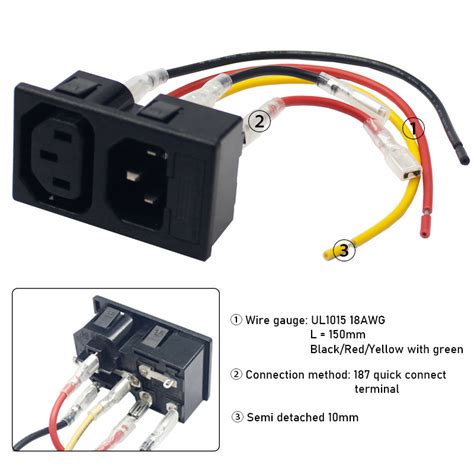 Iec 320 C14 Wiring Diagram Iec320 C14 To C15 Power Cable 6ft 1 8m 14awg 250v 15a Black Fs