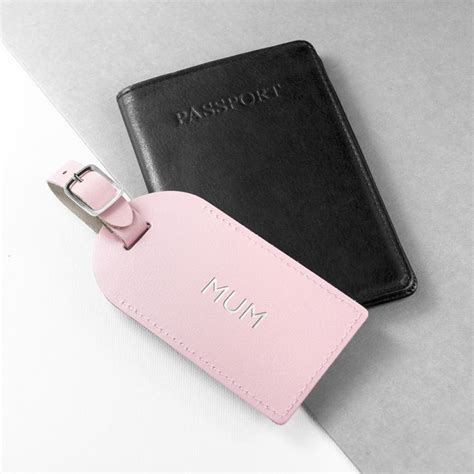 Personalised Pastel Pink Foiled Leather Luggage Tag The Gift Experience