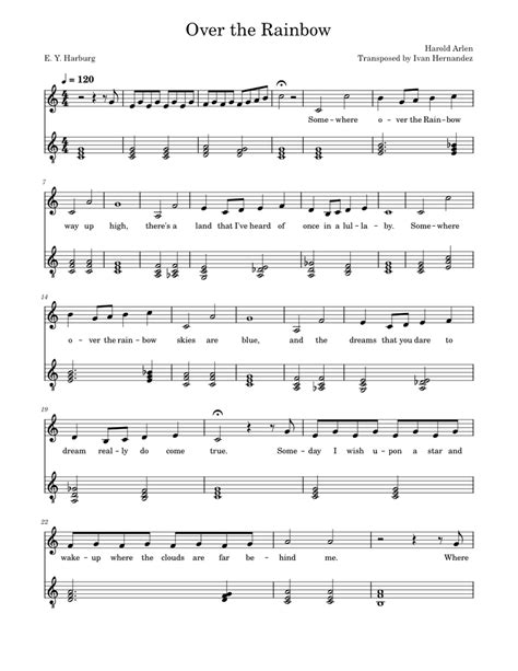 Somewhere Over The Rainbow Sheet Music For Piano Solo