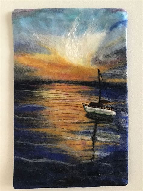 Seascape Sunset X Inches Needle Felted This On To A Piece Of