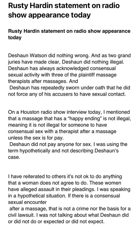 Watson Attorney Clarifies His “Happy Endings” Comments : r/IE_CarolinaCast