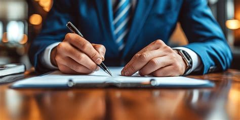 Premium Photo Man Politician In A Suit And Tie Signs A Document