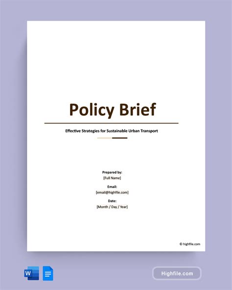 Policy Brief Template Word Google Docs Highfile