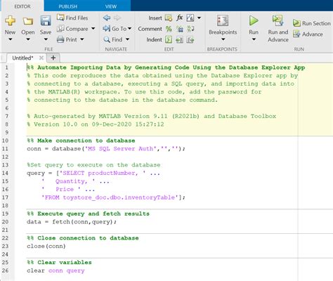 Generate SQL Query And MATLAB Script MATLAB Simulink