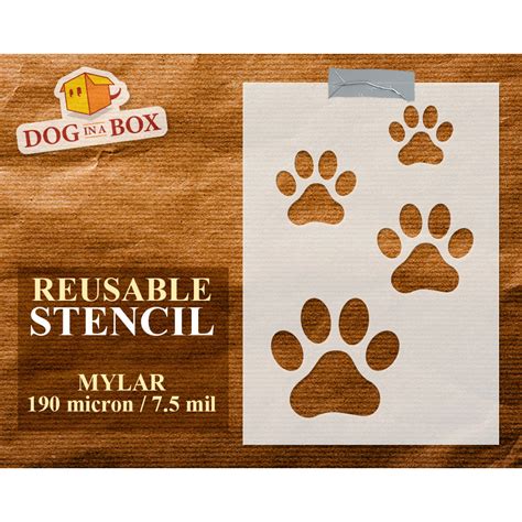 Dog paw prints stencil set n.1 - Reusable stencil with many paw prints ...