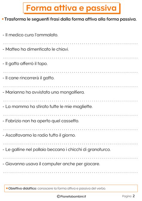 Forma Attiva E Passiva Dei Verbi Esercizi Per La Scuola Primaria