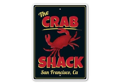 Aluminum Sign 8 X 12 Inch Crab Shack Seafood Restaurant Sign Beach