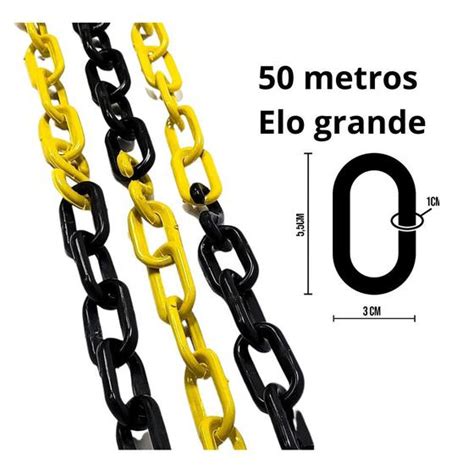 50 Mts Corrente Plastica P Pedestal Elo Grande Preta Amarela