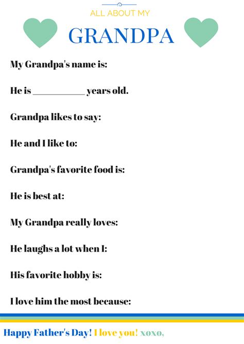 Grandpa Fill In The Blank Printable Printable Word Searches