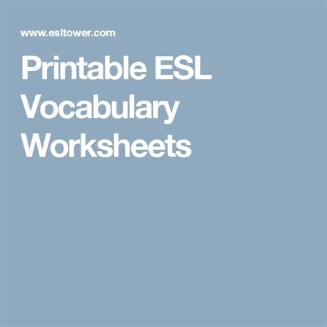 Printable ESL Vocabulary Worksheets