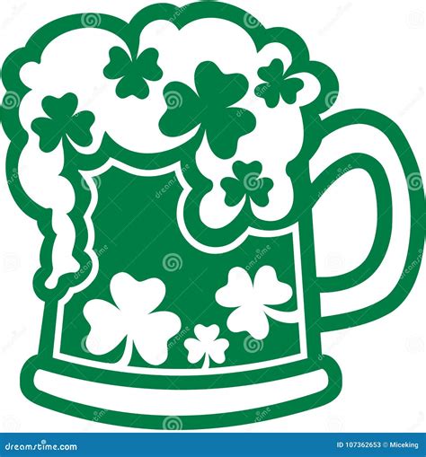 A Real Irish Beer With Shamrocks Stock Illustration Illustration Of