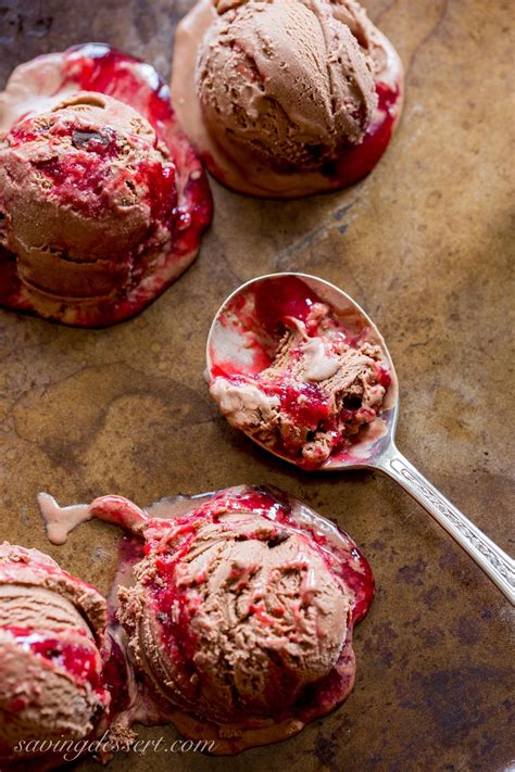 Chocolate Chocolate Chunk Raspberry Swirl Ice Cream Recipe Homemade