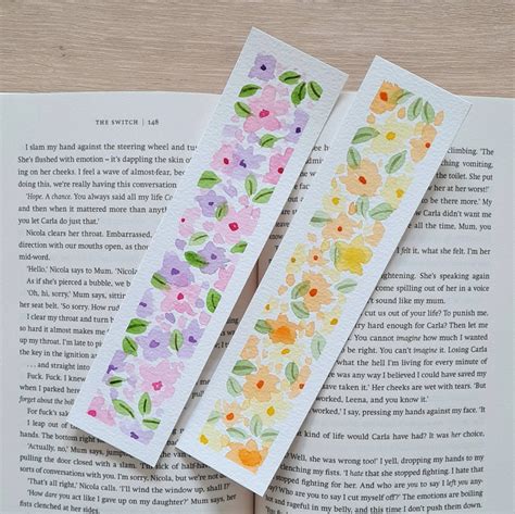 Hand Painted Bookmarks Watercolour Bookmark Floral Book Mark Flower