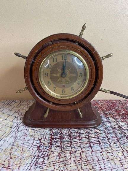 Vintage Seth Thomas Nautical Ships Wheel Electric Desk Clock Tested