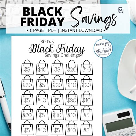 Black Friday Savings Challenge Tracker - Etsy