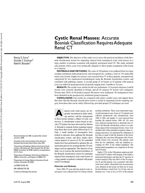 BosniaK Classification | PDF | Ct Scan | Kidney