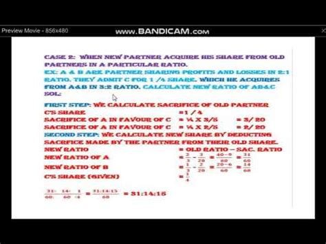 ADMISSION OF PARTNER CALCULATION OF NEW PROFIT SHARING RATIO YouTube